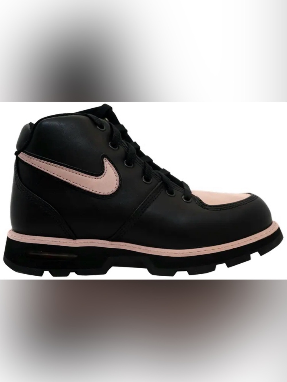 Vintage 2004 Nike Air Ecrof Black Sheen Pink Leather Boots Women’s 9